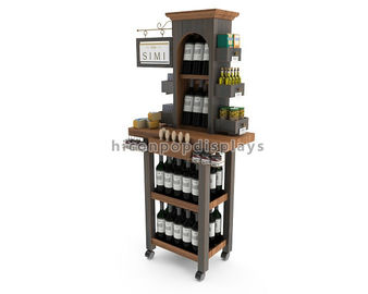 中国 カスタマイズされたワインの小売店の表示据え付け品4の足のタケ木製のワインの陳列だな サプライヤー